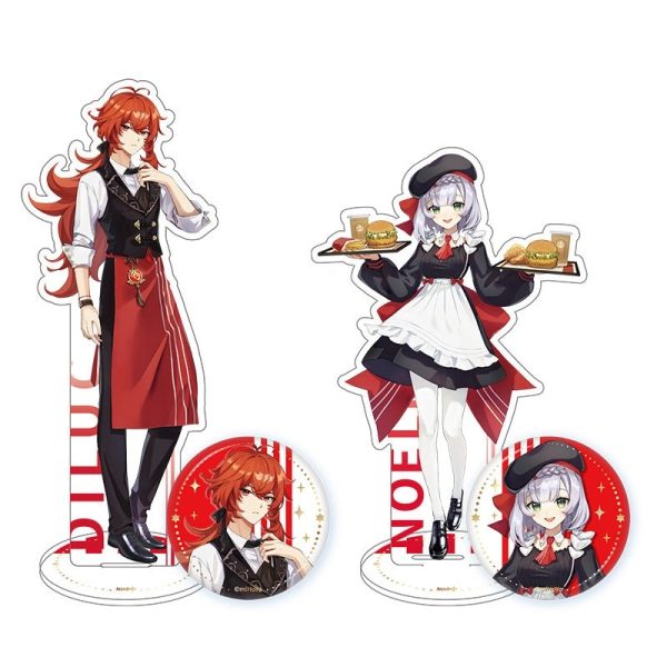 Genshin Impact Official Merch miHoYo Original Authentic Outland Gastronomy Series Acrylic Stand Badge Diluc Noelle 1