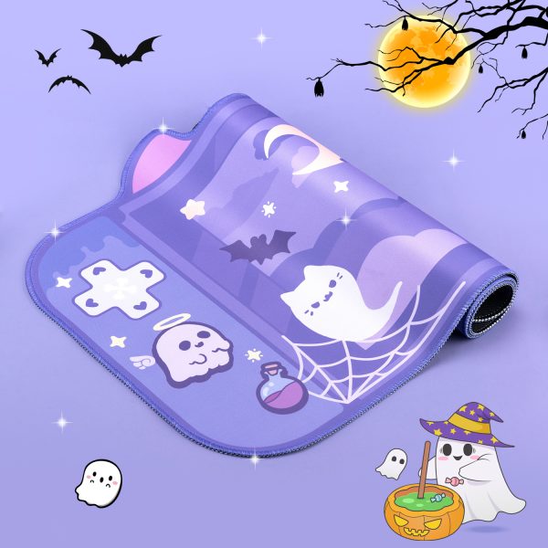 Cute Ghost Meow Large Gaming Mouse Pad