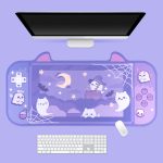 Cute Ghost Meow Large Gaming Mouse Pad